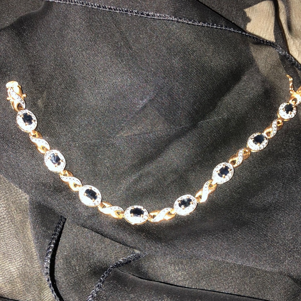 Sapphire and diamond lab created bracelet
